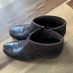 Clarks Dark Brown Leather Ankle Booties